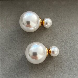 Creamy Swarovski Crystal Double Pearl Earrings